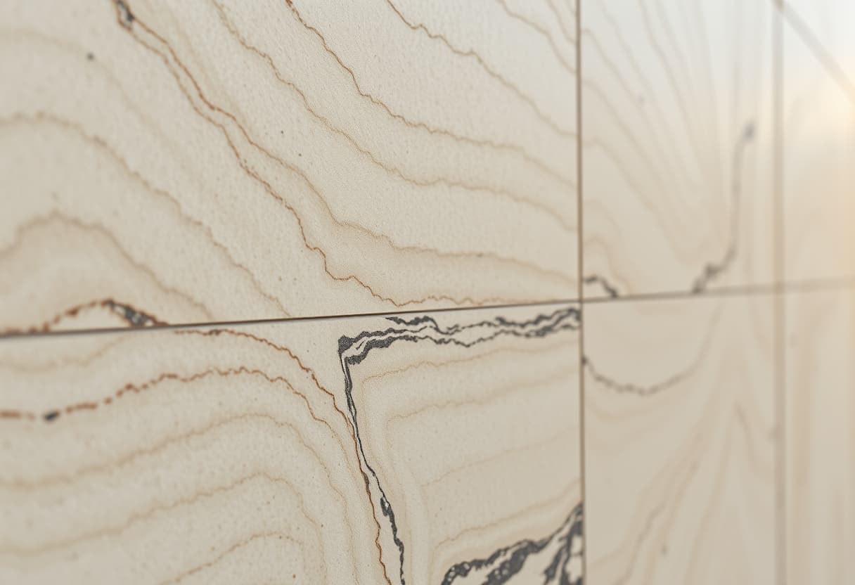 Revestimento de travertino bege com textura porosa em parede de fachada