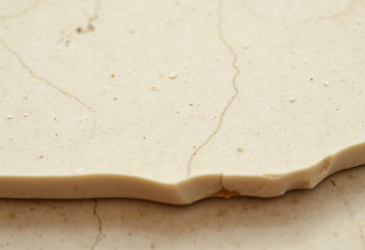 Chapa de mármore Crema Marfil polido em tom creme-marfim uniforme com veios suaves